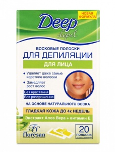 Флоресан Deep Depil Восковые полоски для депиляции с АЛОЭ ВЕРА, 20полосок/20шт. арт.Ф-482