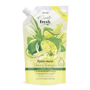 Фотография Витекс EXOTIC • FRESH Крем-мыло ЛАЙМ И ЛЕМОНГРАСС, дой пак 750мл, код 24 51