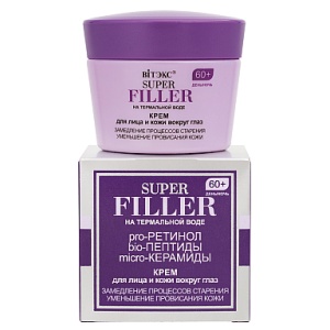 Фотография  ВИТЭКС SUPER FILLER на термальной воде Крем для лица и кожи вокруг глаз день/ночь 60+ Замедление старения и уменьшение провисания кожи, 45мл