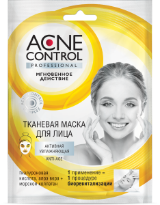 Фотография Фитокосметик Acne Control Professional • МАСКА для лица • тканевая Активная увлажняющая 25мл • арт.7630