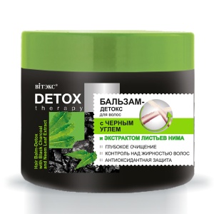 Фотография Витекс DETOX Therapy • БАЛЬЗАМ-ДЕТОКС для волос с ЧЕРНЫМ УГЛЕМ и экстрактом листьев нима 300мл, код 38 96