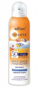 Фотография Белита Мусс-крем Солнцезащитный Spf 50 • Водостойкий • Для Детей Надежная Защита • Солярис • 150 Мл