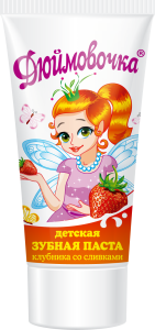Фотография ПКК Весна Паста зубная детская • Дюймовочка • клубника Со Сливками • С колпачком Stand-Up • 75г • Арт.1828