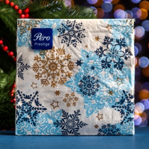 Фотография Лилия Салфетки Пёрышко • Prestige • Снежная Сказка • Бумажные Праздничные • 33х33см • 3 слойные • 20шт. • №6307