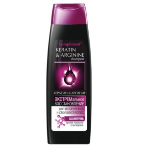 Фотография Compliment Шампунь "Кератин&Аргинин" Экстремальное восстановление для истонченных и секущихся волос 400 мл • арт. 796333