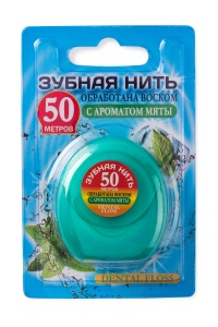 Фотография Vilsen Зубная нить вощеная с мятой 50 м на блистере, D-203
