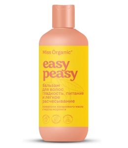 Фотография Global Bio Cosmetic Бальзам для волос • Гладкость и питание • Easy Peasy • Miss Organic • 290мл • Арт.GB-8387