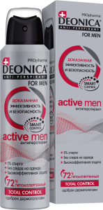 Фотография Deonica Дезодорант-антиперспирант • Мужской • FOR MEN • PROpharma • Спрей • ACTIVE MEN • 150мл. • арт.11-185