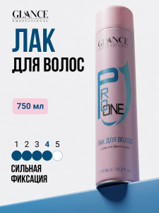 Фотография Glance Professional Лак для волос профессиональный • Pro One Hair • Сильная Фиксация • 750мл