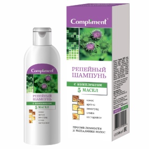 Фотография Compliment ШАМПУНЬ репейный с комплексом 5 масел 200 мл • арт.910019
