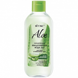 Фотография Витекс ALOE 97% • Увлажняющая МИЦЕЛЛЯРНАЯ ВОДА 3 в 1 для лица и кожи вокруг глаз 400мл, код 42 33