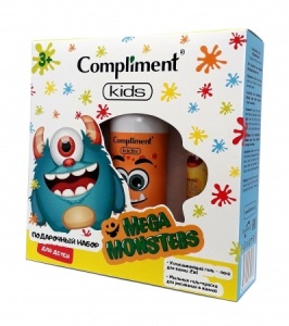 Фотография Compliment Подарочный набор №1801 "MEGAMONSTERS " (гель-пена для ванны 200мл + краска для ванн голубая 50мл + краска для ванн желтая 50мл) • арт. 640132