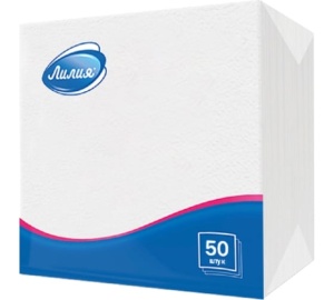 Фотография Лилия Салфетки белые • 1 Слойные • 24*24 • 50шт • №0776