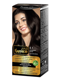 Фотография  Белита-М Hair Happiness Стойкая Крем-краска для волос Аммиачная тон 4.1 Холодный  шатен