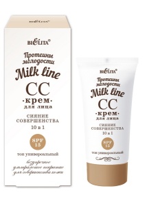 Фотография Белита Milk Line • СС-Крем для лица Сияние совершенства 10 в 1 SPF 15 Протеины молодости (туба) 30мл