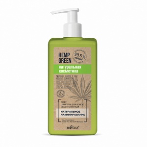 Фотография Белита Hemp Green • СОФТ-ШАМПУНЬ для волос БЕССУЛЬФАТНЫЙ "Натуральное ламинирование", 255мл