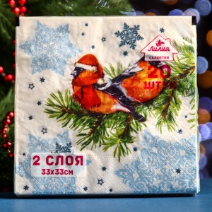 Фотография Лилия Салфетки бумажные • Снегири • 2 слойные • 33х33см • 20шт. • №7748