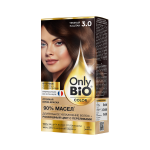 Арт.GB-8025 ФИТОКОСМЕТИК Стойкая крем-краска Only Bio COLOR Тон 3.0 Тёмный Каштан, 115мл