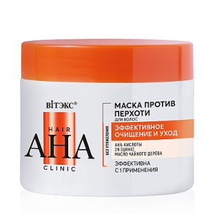 ВИТЭКС HAIR AHA Clinic Маска против перхоти для волос ЭФФЕКТИВНОЕ ОЧИЩЕНИЕ и УХОД, 300мл