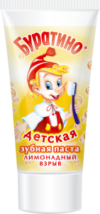 ВЕСНА Детская Зубная паста Буратино лимонадный взрыв (с колпачком Stand-Up) 75г, арт.1827
