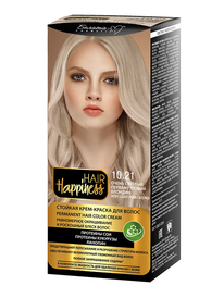 Фотография  Белита-М Hair Happiness Стойкая Крем-краска для волос Аммиачная тон 10.21 Очень светлый Перламутровый блондин 