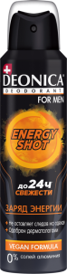 Фотография Deonica Дезодорант-антиперспирант • Мужской • FOR MEN • Спрей • ENERGY SHOT (vegan formula) • 150мл • арт.11-198