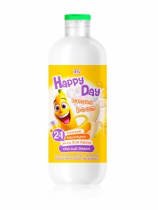 Iris HAPPY DAY Шампунь-Гель для душа 2 в1 СПЕЛЫЙ БАНАН, 500мл