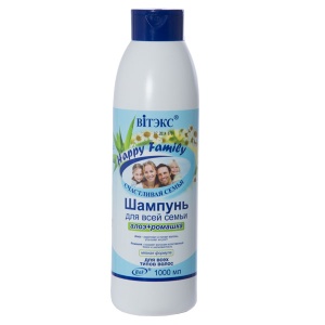 Фотография Витекс HAPPY FAMILY Шампунь для всех типов волос АЛОЭ+РОМАШКА,1000мл, код 02 18