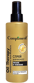 Фотография Compliment Спрей для волос OIL THERAPY ПИТАНИЕ и УКРЕПЛЕНИЕ • 200мл • арт.915459