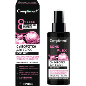Фотография  Compliment Сыворотка Ночная для волос МАКСИМУМ ВОССТАНОВЛЕНИЯ и ЗАЩИТЫ ОТ ЛОМКОСТИ, 110мл арт.917728