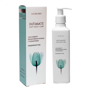 LIV DELANO INTIMATE ГЕЛЬ-КОМФОРТ д/интимной гигиены ЕЖЕДНЕВНЫЙ УХОД с пребиотиком, 230мл/15шт