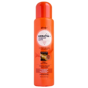 ВИТЭКС KERATIN & ЖИДКИЙ ШЕЛК Лак для волос СУПЕРОБЪЕМ и БЛЕСК Сверхсильная фиксация 500мл (без распы