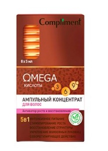 Фотография Compliment OMEGA Ампульный концентрат для волос Активатор роста и восстановления, 8*5мл • арт.911948