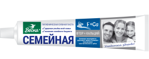 Фотография ПКК Весна Зубная Паста • СЕМЕЙНАЯ (фтор + кальций) без футляра 90г • арт.8097