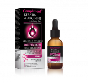 Фотография Compliment Флюид "Кератин&Аргинин" против ломкости кончиков для истонченных и секущихся волос 20мл • арт. 878031