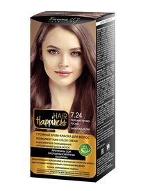 Фотография  Белита-М Hair Happiness Стойкая Крем-краска для волос Аммиачная тон 7.24 Перламутровый Русый 