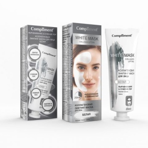 Compliment White mask Коллагеновая лифтинг-маска для лица БЕЛАЯ Выравнивание&Сужение пор 80мл/20шт а