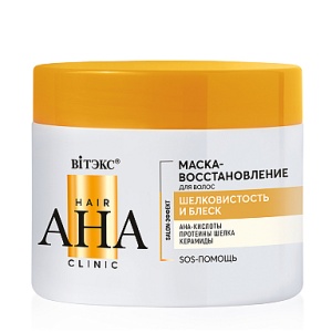 ВИТЭКС HAIR AHA Clinic Маска-Восстановление для волос ШЕЛКОВИСТОСТЬ и БЛЕСК, 300мл