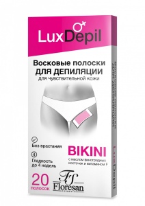 Фотография  Флоресан Lux Depil Восковые полоски для депиляции области бикини и подмышек, 20полосок, арт.Ф-487