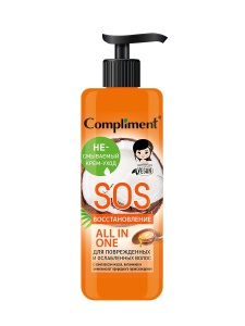 Compliment Крем-Уход несмываемый для повреждённых и ослабленных волос SOS-Восстановление, 400мл, арт