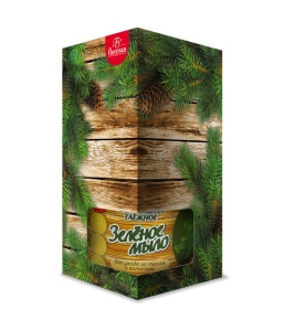 Фотография Флоресан Подарочный набор для бани "Зелёное мыло" (Мыло для бани и душа, для ухода за телом и волосами, натуральное таежное "Зеленое"+ мочалка) • арт.Ф-38-2