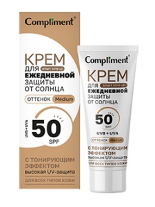 Фотография  Compliment Крем для ежедневной защиты от солнца тон 02 MEDIUM с тонирующим эффектом, 50мл арт.918794
