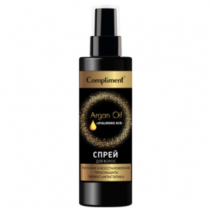 Фотография Compliment Спрей для питания и восстановления волос • Argan Oil + Hyaluronic Acid • 200мл • Арт.917193