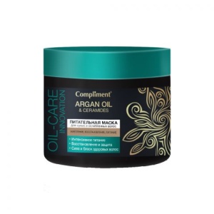 Фотография Compliment ARGAN OIL & CERAMIDES Питательная маска для сухих и ослабленных волос, 300мл • арт.875269