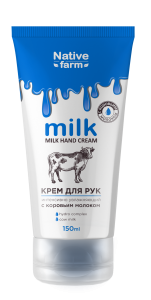 Фотография Family Cosmetics Milk NATIVE FARM Крем для рук интенсивно увлажняющий с КОРОВЬИМ МОЛОКОМ • 150мл • арт. FMILK-001