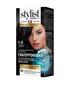 Арт.GB-7960 ФИТО Стойкая крем-краска Гиалуроновая STYLIST COLOR PRO Тон 1.0 Глубокий черный 115мл
