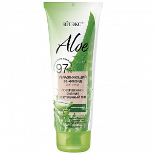 Фотография Витекс ALOE 97% • Увлажняющий ВВ-флюид для лица «Совершенное сияние. Безупречный тон» 50мл, код 64 31