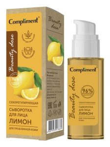 Фотография Compliment Beauty Dose Сыворотка для лица СЕБОРЕГУЛИРУЮЩАЯ для проблемной кожи (Лимон), 50мл • арт.913669