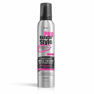 Фотография Витекс KERATIN PRO Style • Невесомая МУСС-ПЕНКА для укладки волос МГНОВЕННЫЙ ОБЪЁМ суперсильная фикс, 200мл