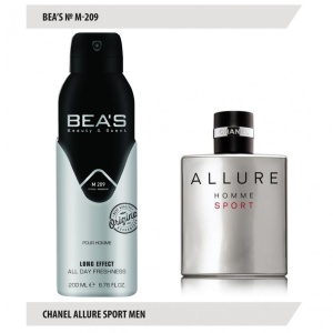 Фотография Beas Парфюмированный дезодорант • Для мужчин • M209 • Allur Hom Sport • For Man • 200мл